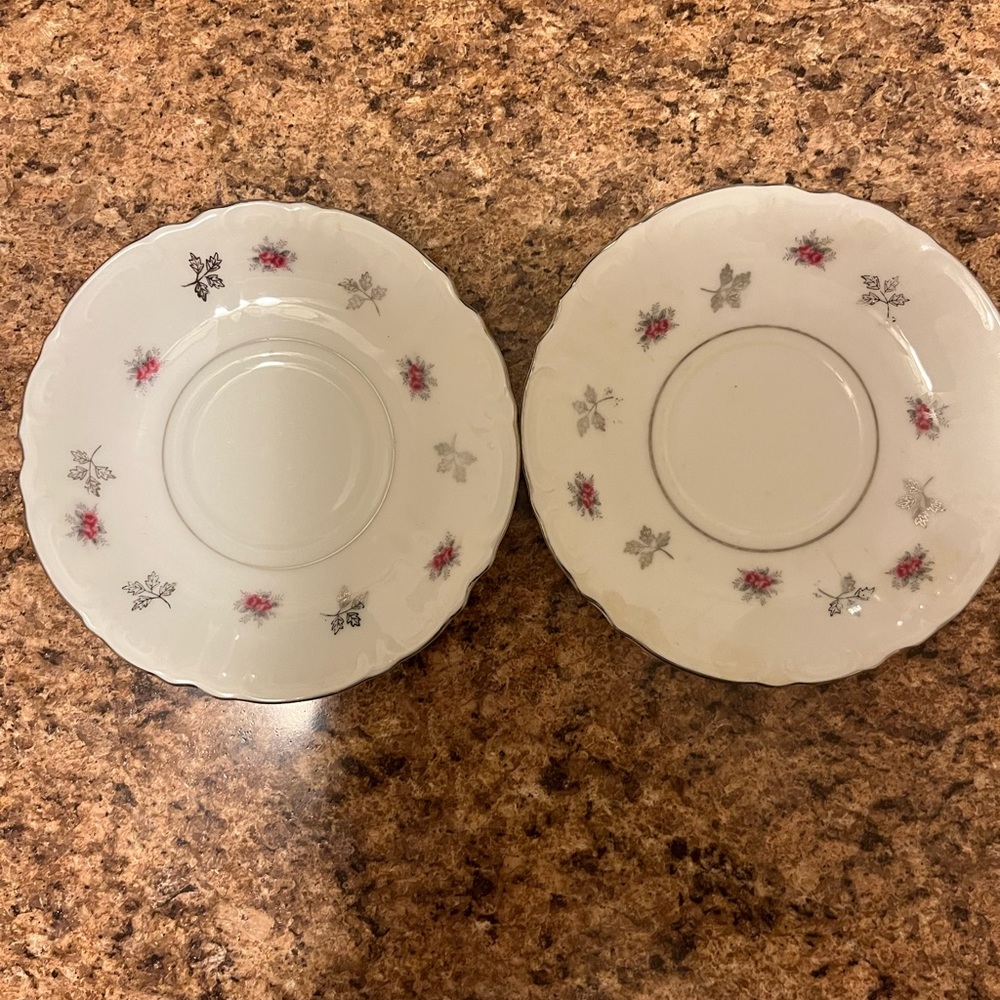 Fine Bone China 2pc  "Rosette" Japan saucers